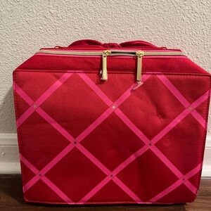 NWOT Estee Lauder Red/Pink Large Travel/Makeup Case 13" X 11" New